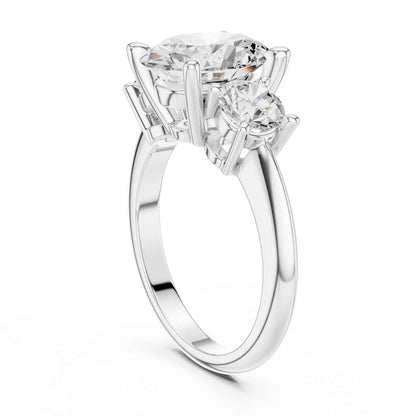 2.5 Carat Oval Diamond Three-Stone Engagement Ring with Round Side Stones