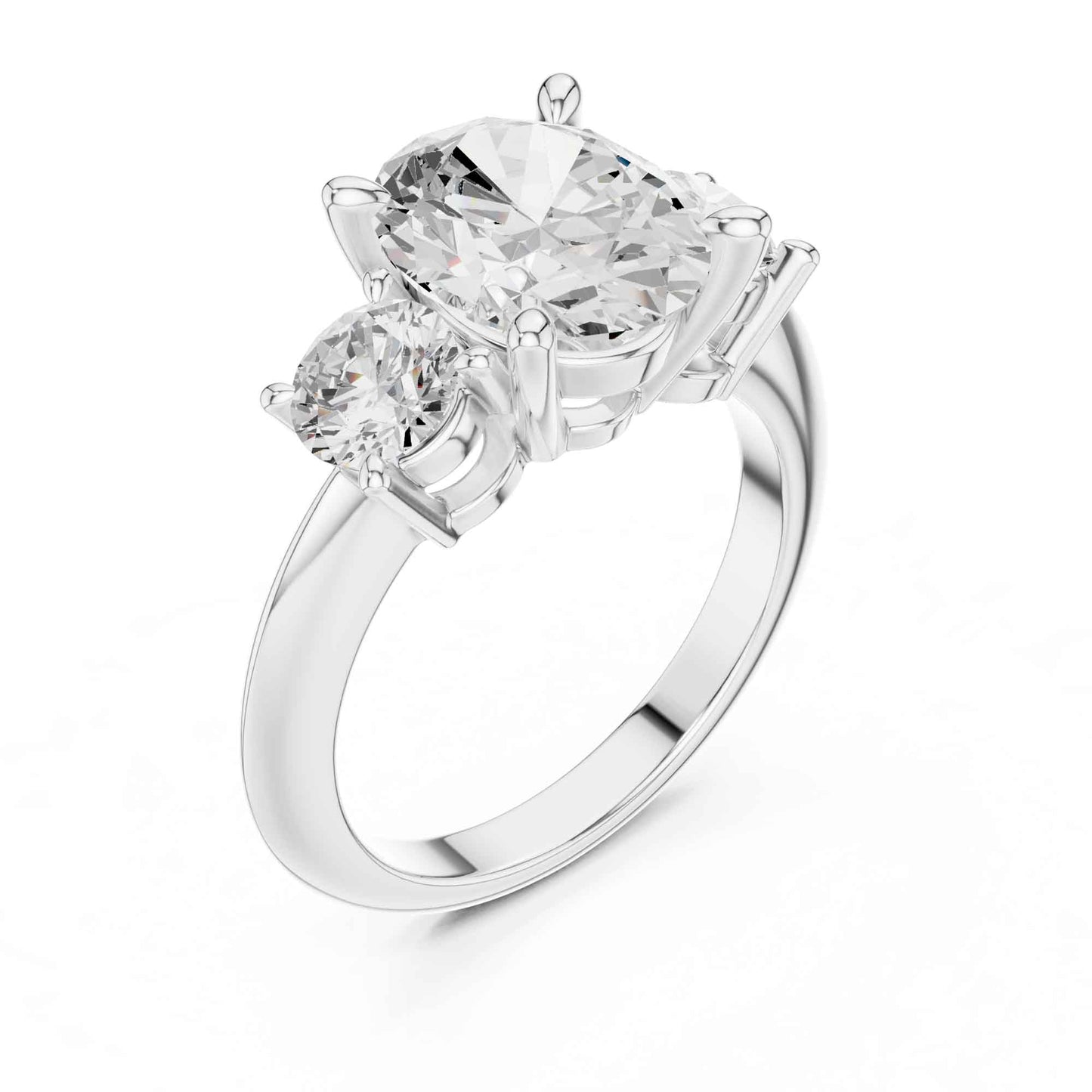 2.5 Carat Oval Diamond Three-Stone Engagement Ring with Round Side Stones