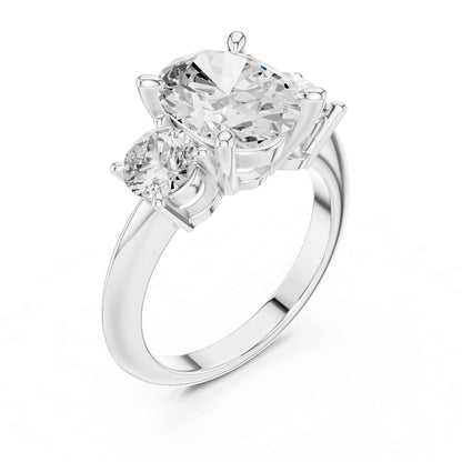 2.5 Carat Oval Diamond Three-Stone Engagement Ring with Round Side Stones