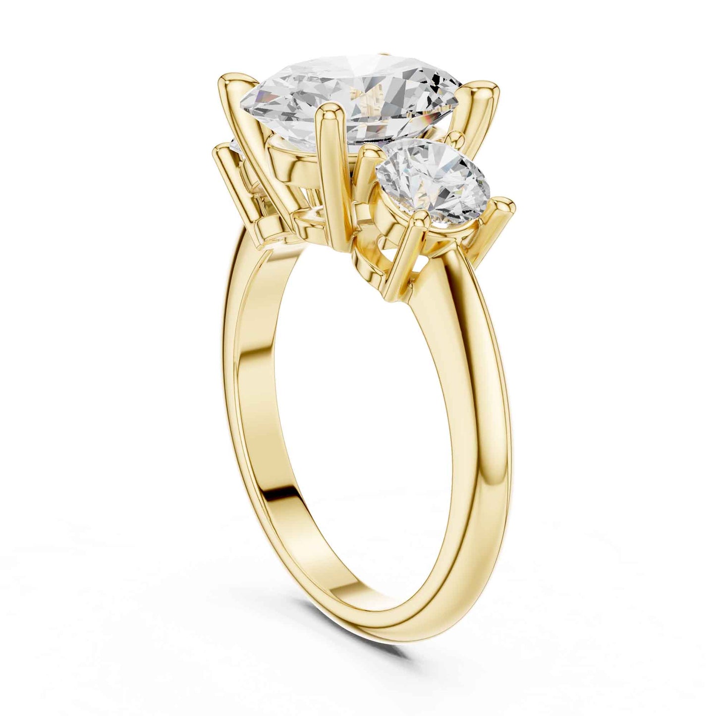 2.5 Carat Oval Diamond Three-Stone Engagement Ring with Round Side Stones