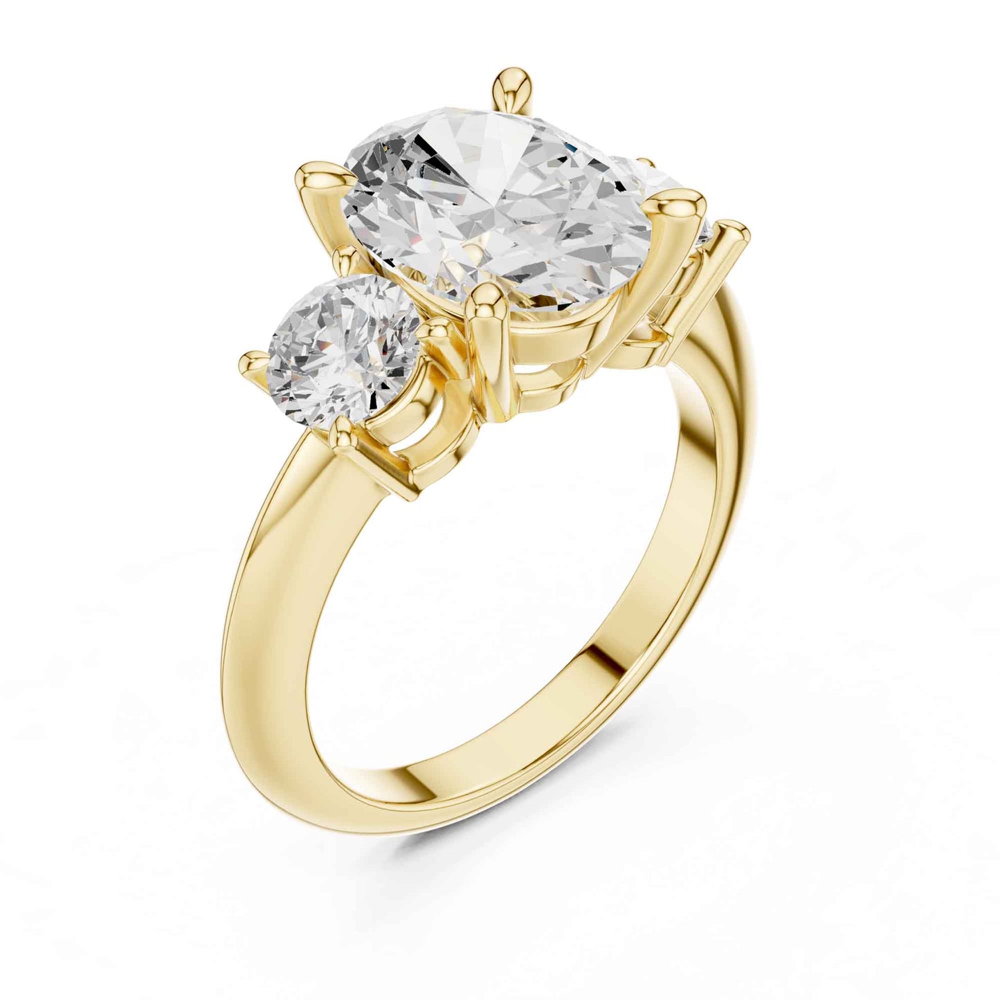 2.5 Carat Oval Diamond Three-Stone Engagement Ring with Round Side Stones