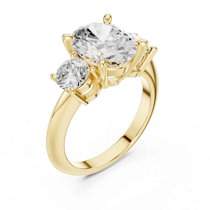 2.5 Carat Oval Diamond Three-Stone Engagement Ring with Round Side Stones