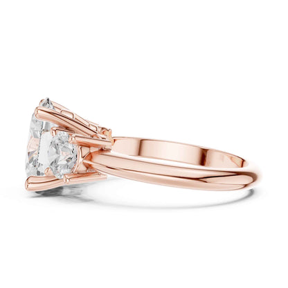 2.5 Carat Oval Diamond Three-Stone Engagement Ring with Round Side Stones