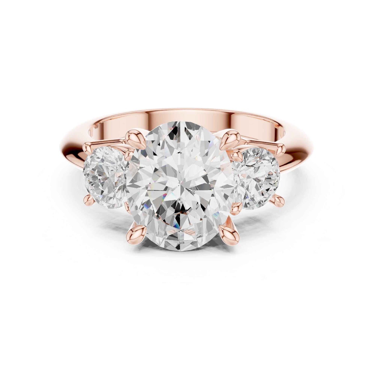 2.5 Carat Oval Diamond Three-Stone Engagement Ring with Round Side Stones