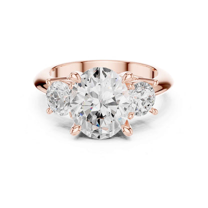 2.5 Carat Oval Diamond Three-Stone Engagement Ring with Round Side Stones
