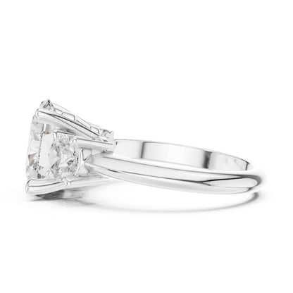 2.5 Carat Oval Diamond Three-Stone Engagement Ring with Round Side Stones