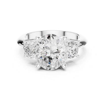 2.5 Carat Oval Diamond Three-Stone Engagement Ring with Round Side Stones
