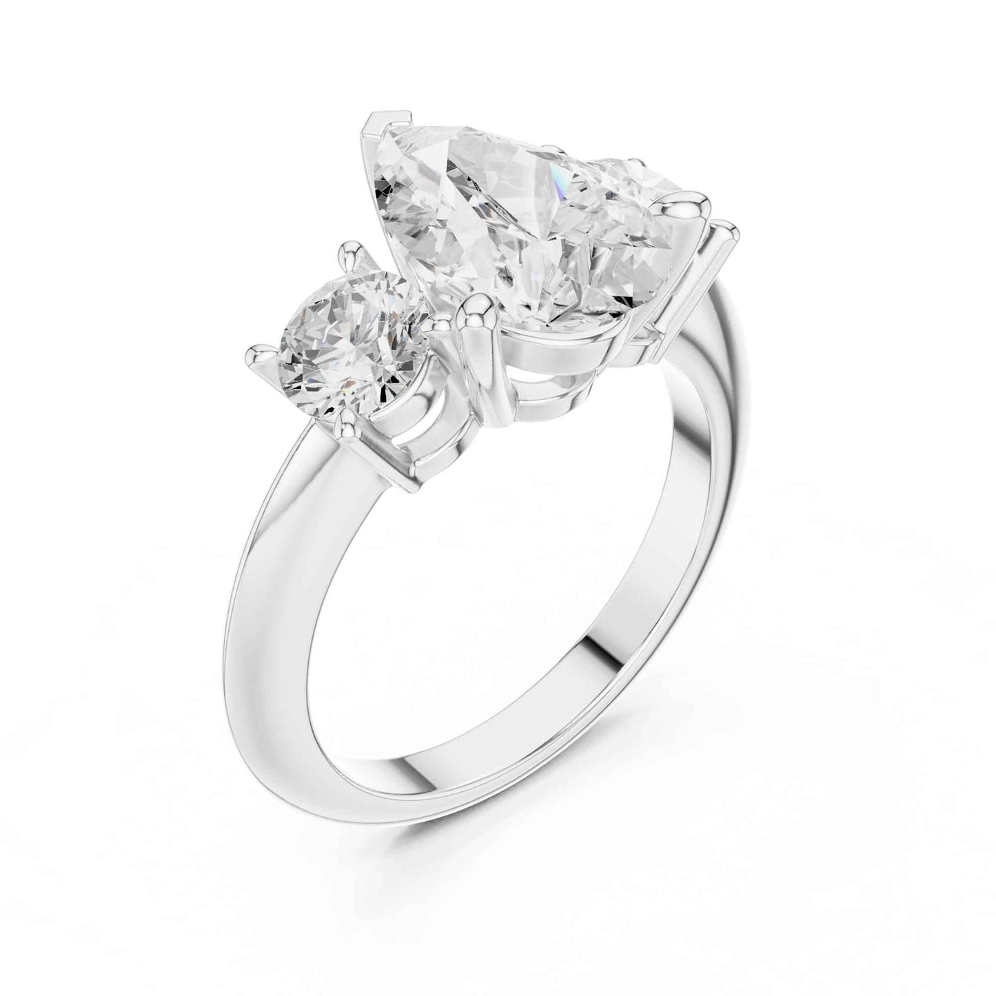 2.5 Carat Pear-Shaped Diamond Three-Stone Engagement Ring