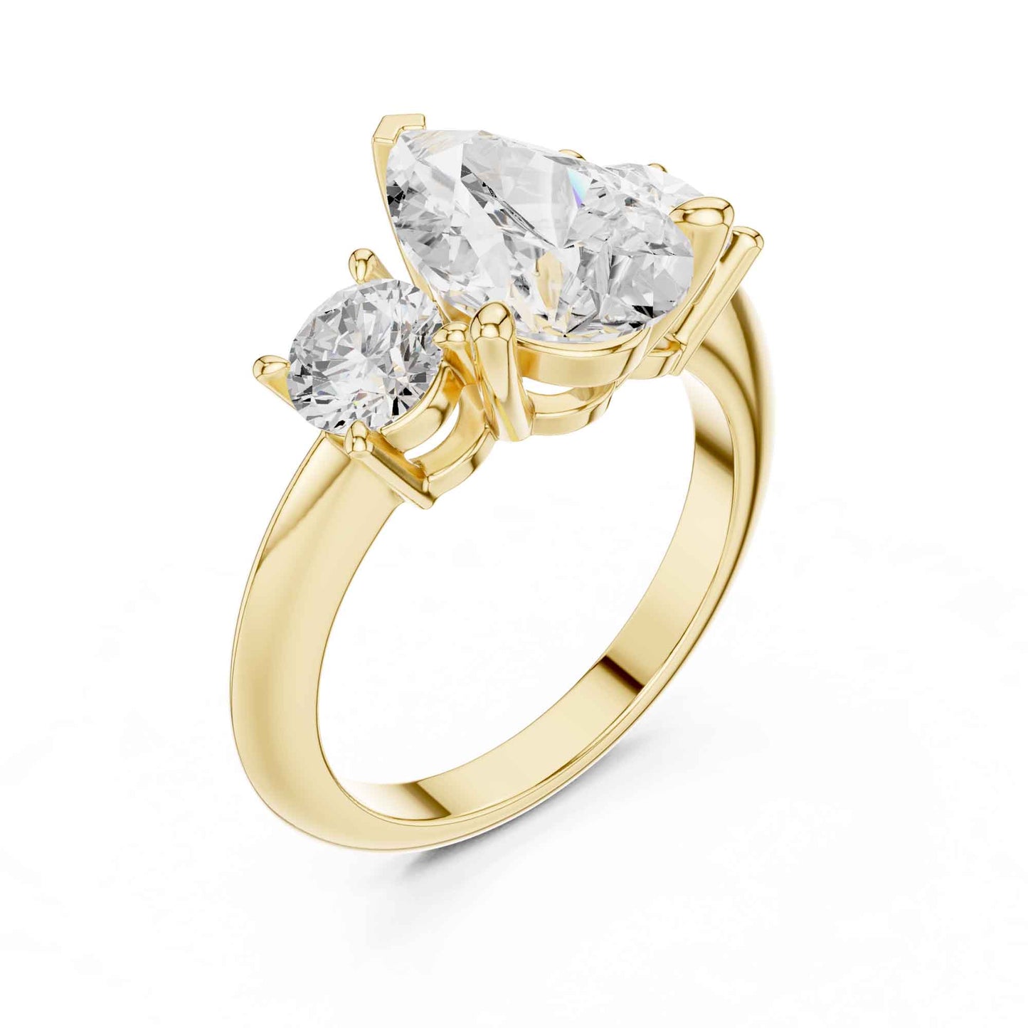 2.5 Carat Pear-Shaped Diamond Three-Stone Engagement Ring