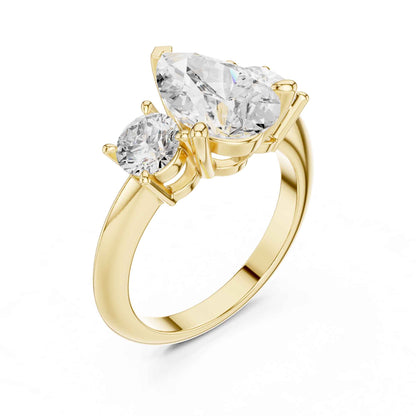 2.5 Carat Pear-Shaped Diamond Three-Stone Engagement Ring