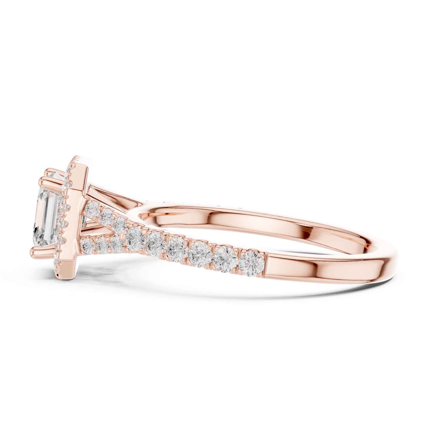 1 Carat Asscher Cut Diamond Halo Engagement Ring with Pavé Band