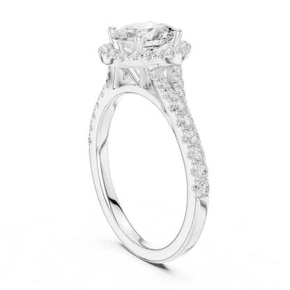 1 Carat Oval Cut Diamond Halo Engagement Ring with Pavé Band