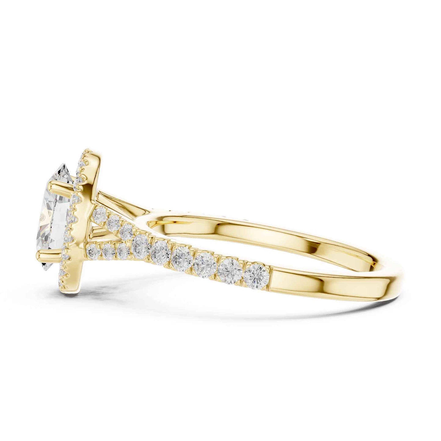1 Carat Oval Cut Diamond Halo Engagement Ring with Pavé Band