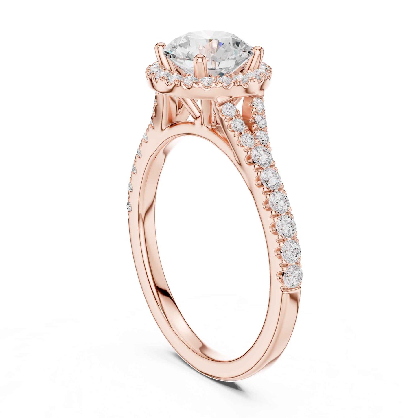 1 Carat Classic Round Diamond Halo Ring with Pavé Accents
