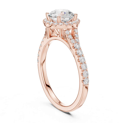 1 Carat Classic Round Diamond Halo Ring with Pavé Accents