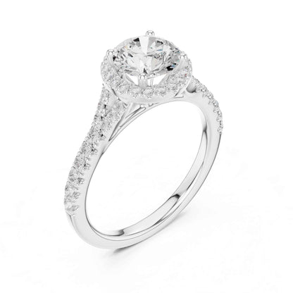 1 Carat Classic Round Diamond Halo Ring with Pavé Accents