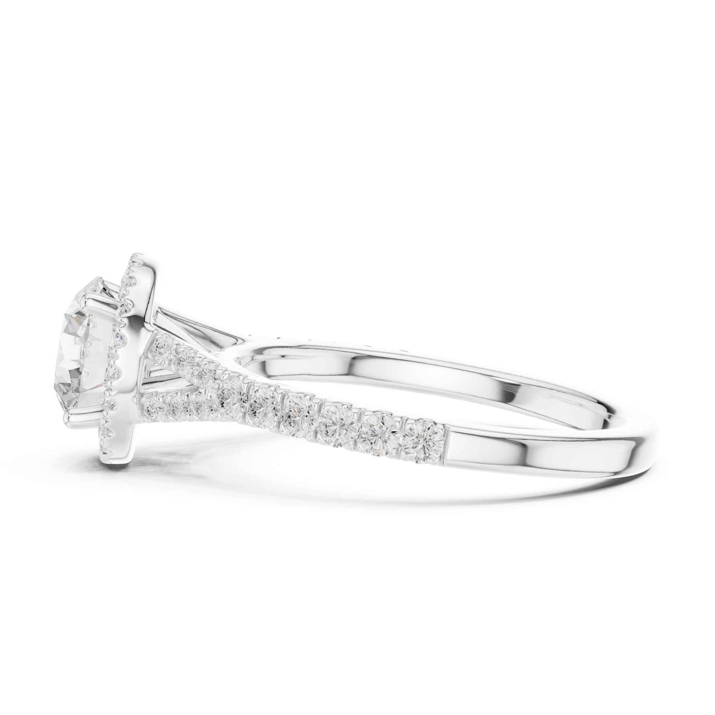 1 Carat Classic Round Diamond Halo Ring with Pavé Accents