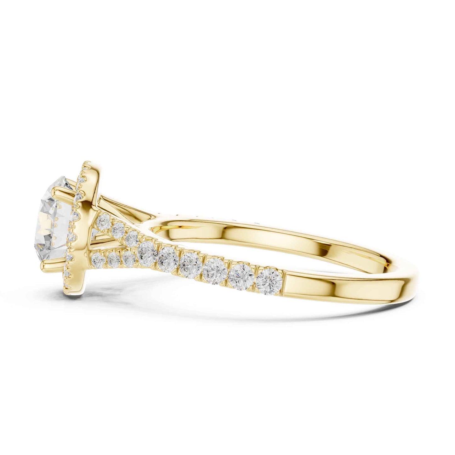 1 Carat Classic Round Diamond Halo Ring with Pavé Accents