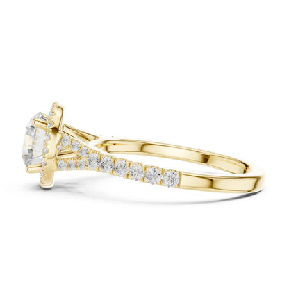 1 Carat Classic Round Diamond Halo Ring with Pavé Accents