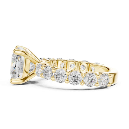 4 Carat Cushion Cut Lab Grown Diamond Engagement Ring in Classic Pavé Style