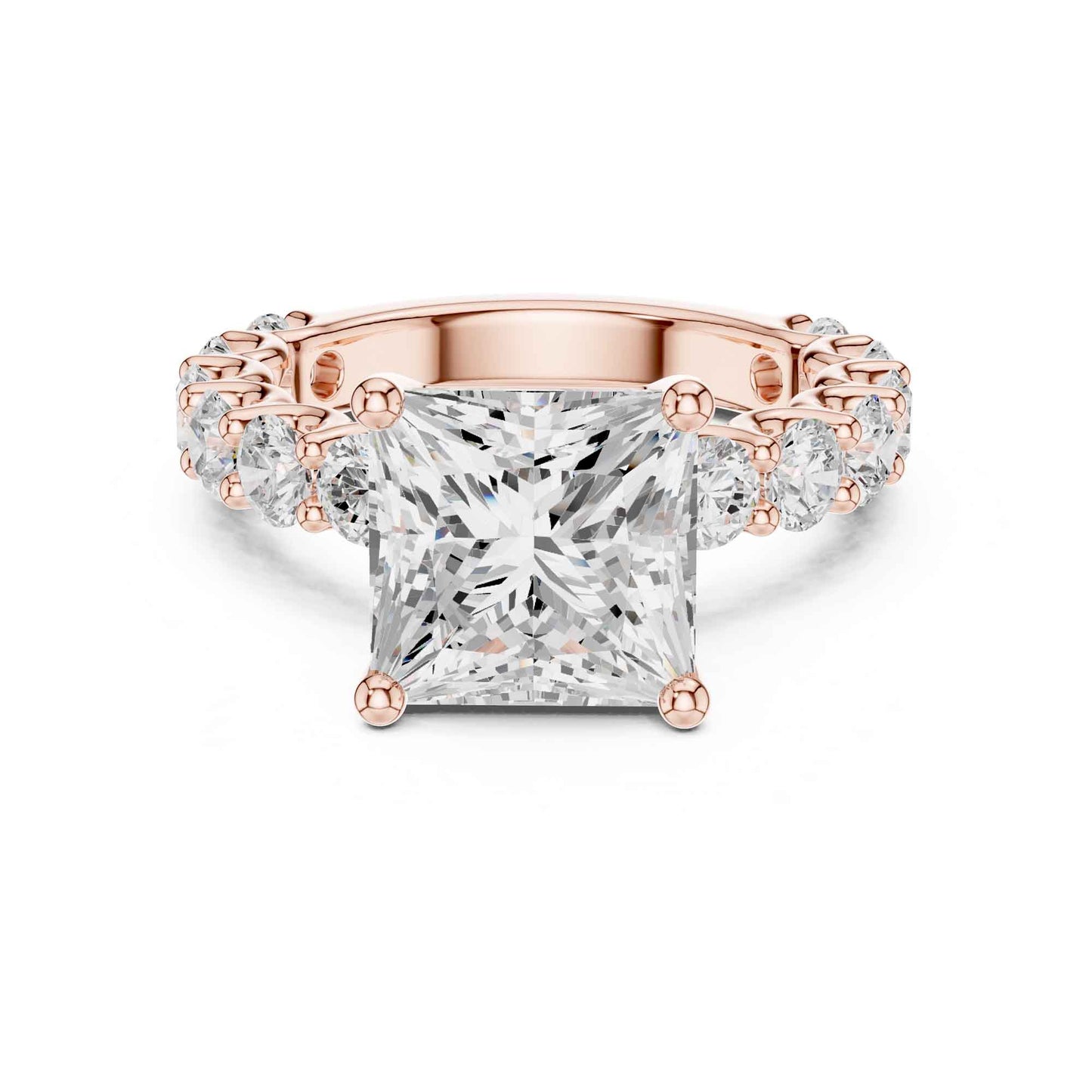 4 Carat Princess Shape Lab Grown Diamond Ring with Side Diamonds