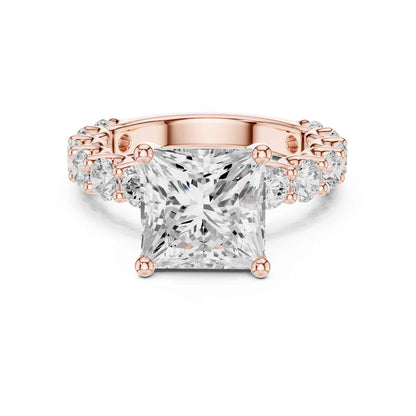 4 Carat Princess Shape Lab Grown Diamond Ring with Side Diamonds
