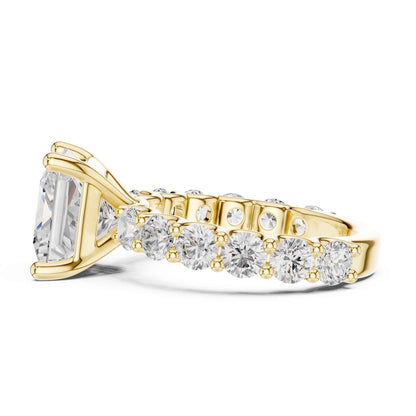 4 Carat Princess Shape Lab Grown Diamond Ring with Side Diamonds