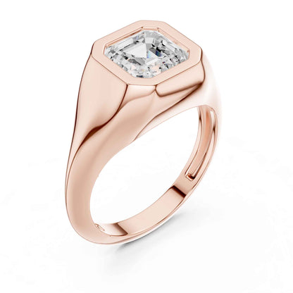 2 Carat Asscher Lab Grown Diamond Bezel Set Statement Ring