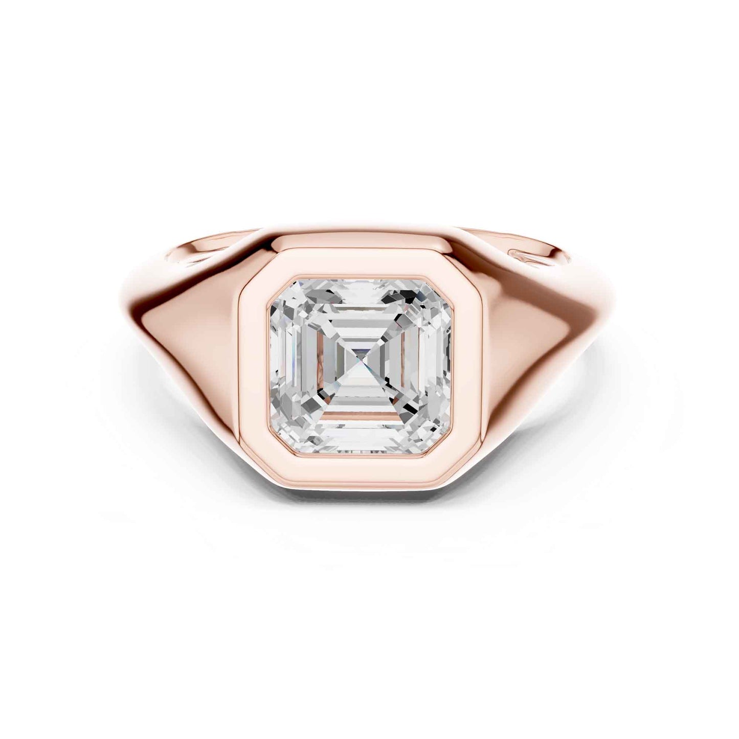 2 Carat Asscher Lab Grown Diamond Bezel Set Statement Ring