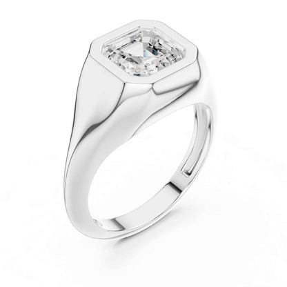 2 Carat Asscher Lab Grown Diamond Bezel Set Statement Ring