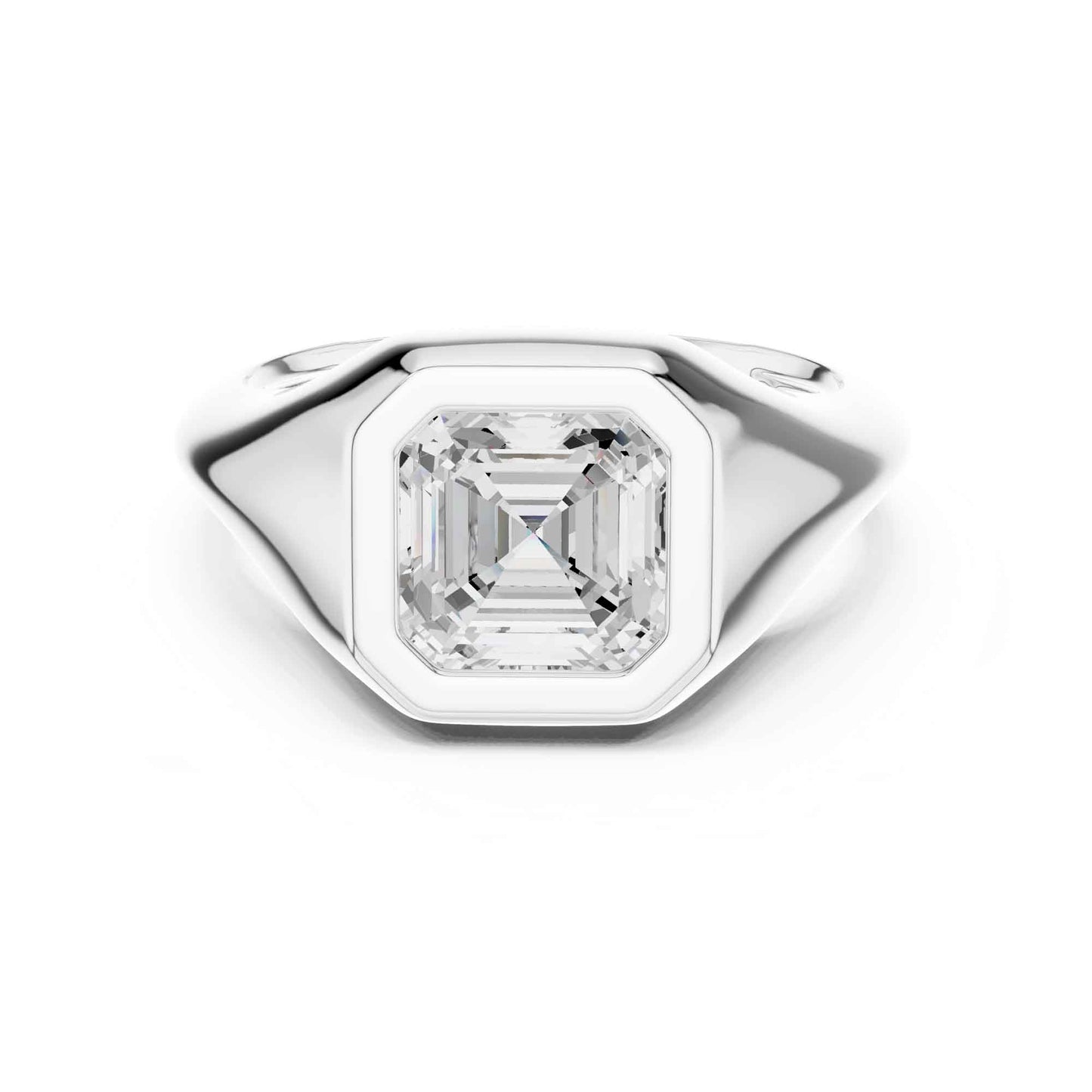 2 Carat Asscher Lab Grown Diamond Bezel Set Statement Ring