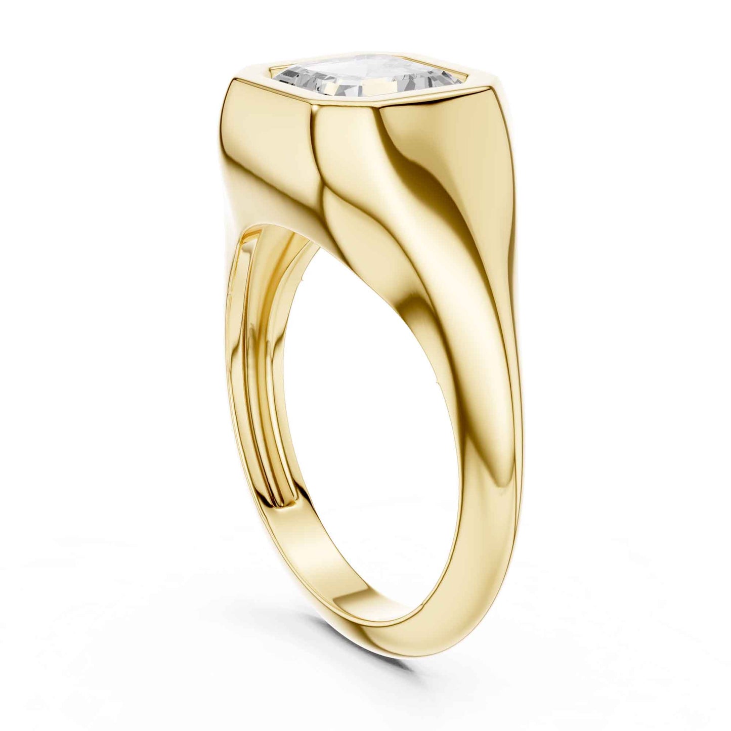 2 Carat Asscher Lab Grown Diamond Bezel Set Statement Ring