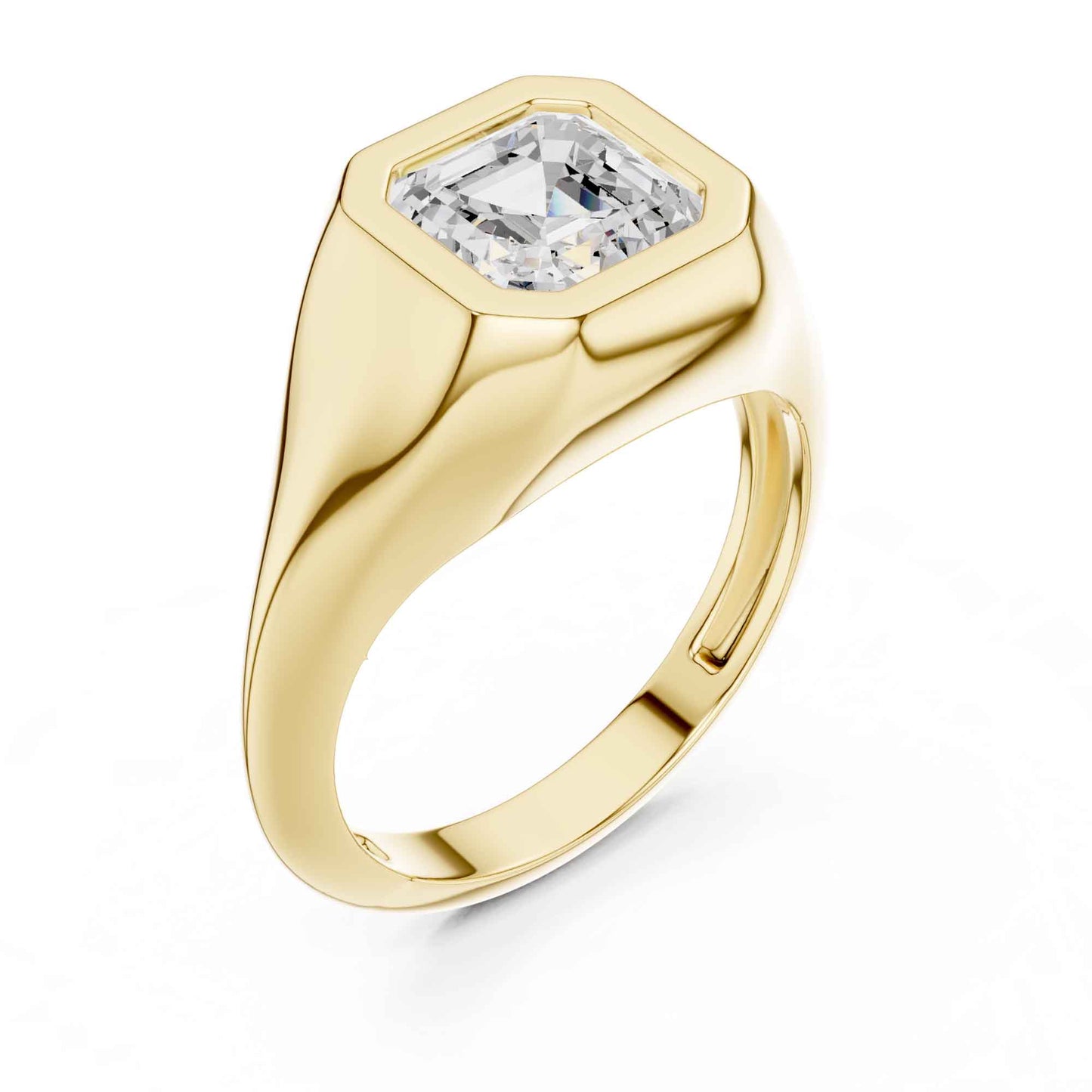 2 Carat Asscher Lab Grown Diamond Bezel Set Statement Ring