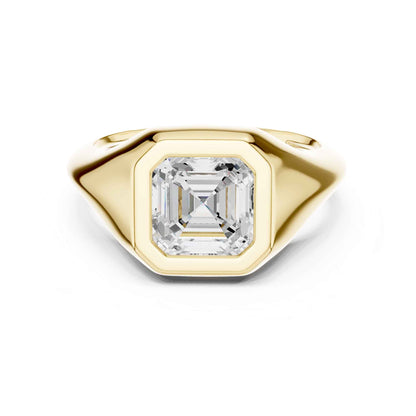 2 Carat Asscher Lab Grown Diamond Bezel Set Statement Ring