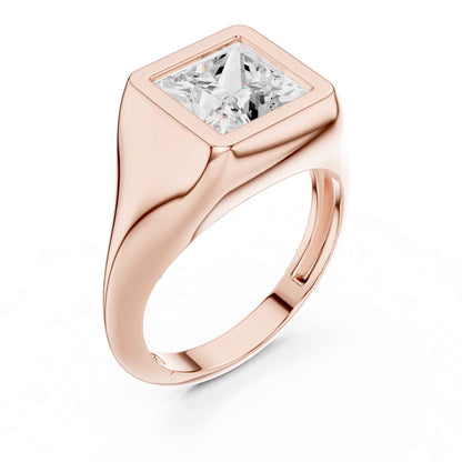 2 Carat Princess Cut Lab Grown Diamond Bezel Set Statement Ring