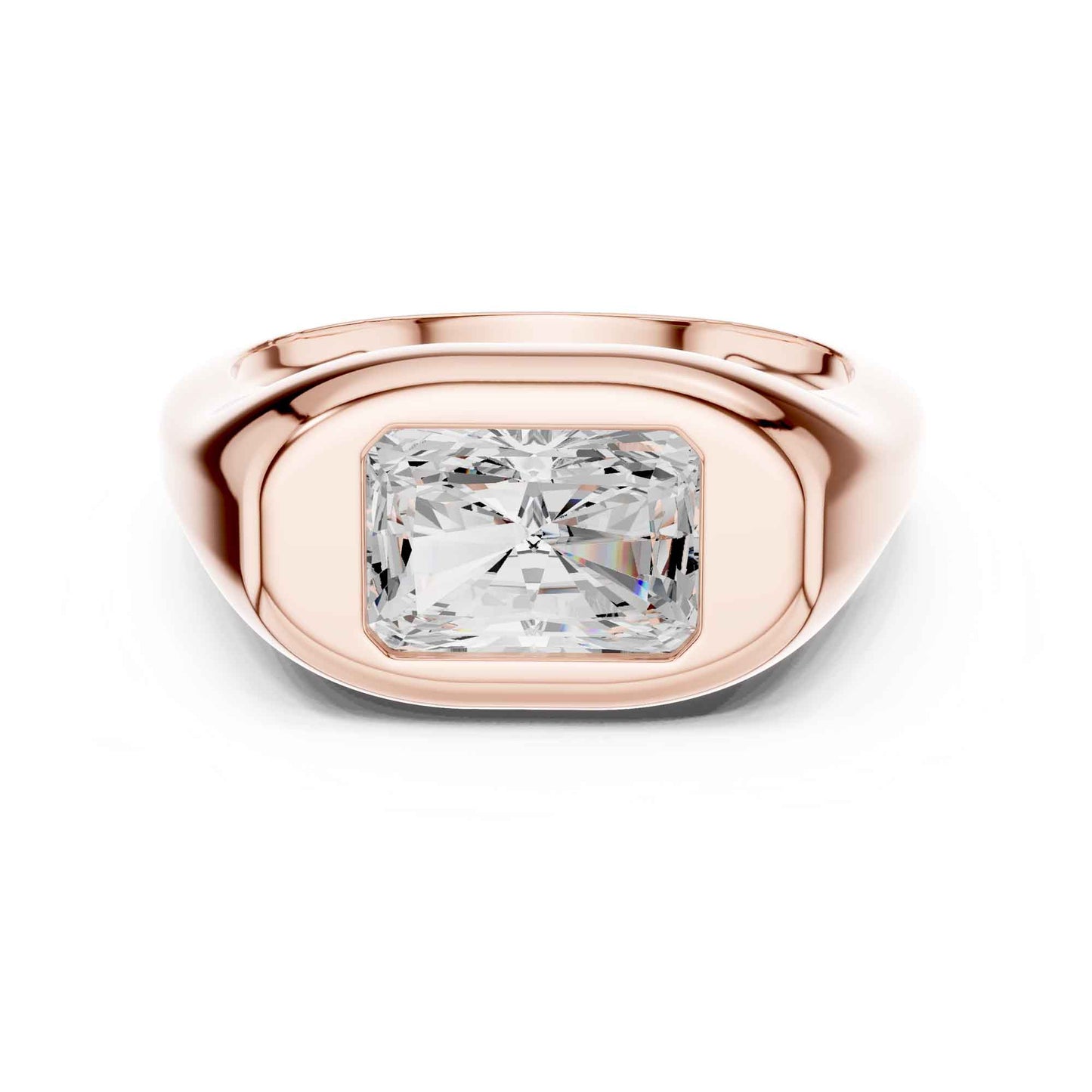 2 Carat Radiant Cut Lab Grown Diamond Bezel Set Statement Ring