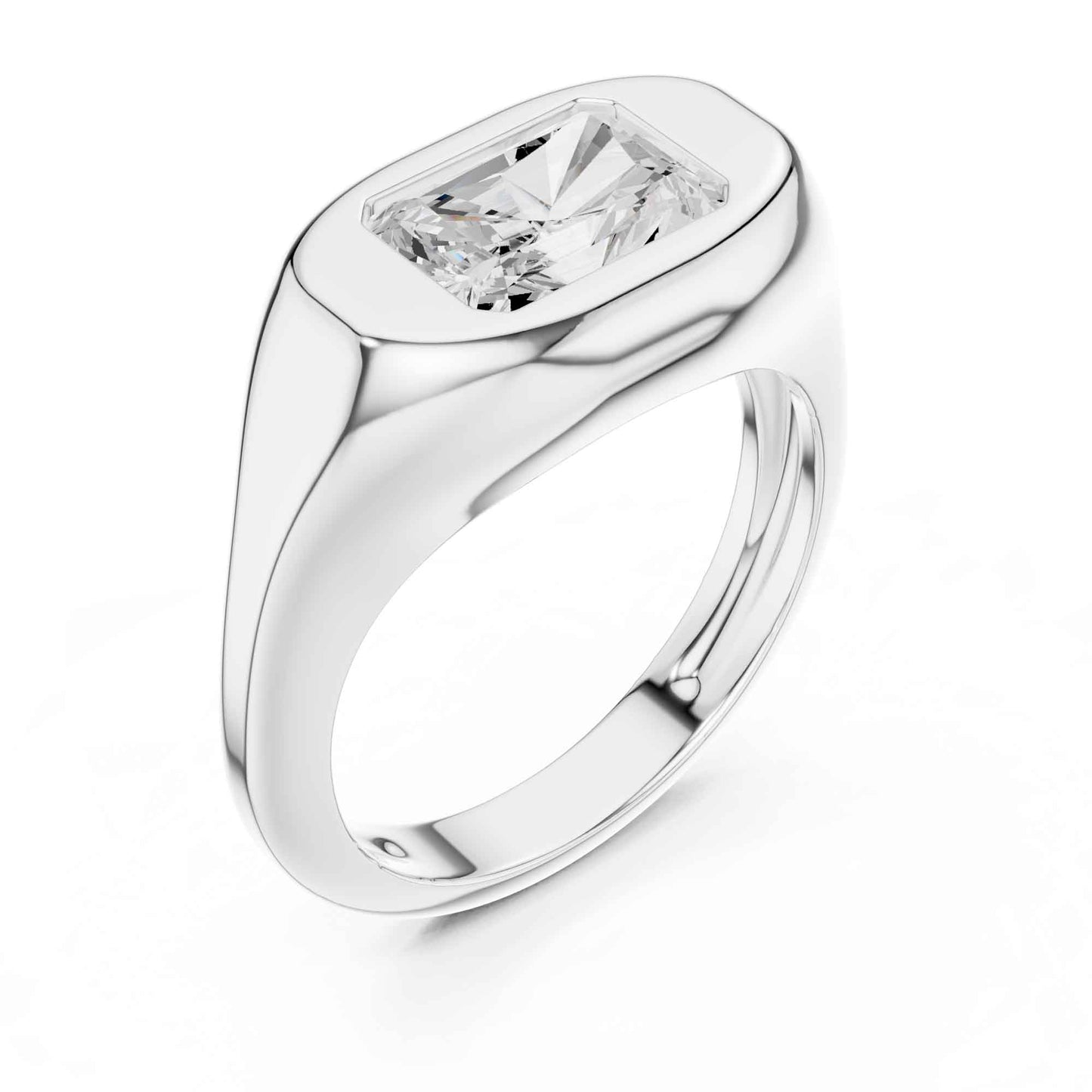 2 Carat Radiant Cut Lab Grown Diamond Bezel Set Statement Ring