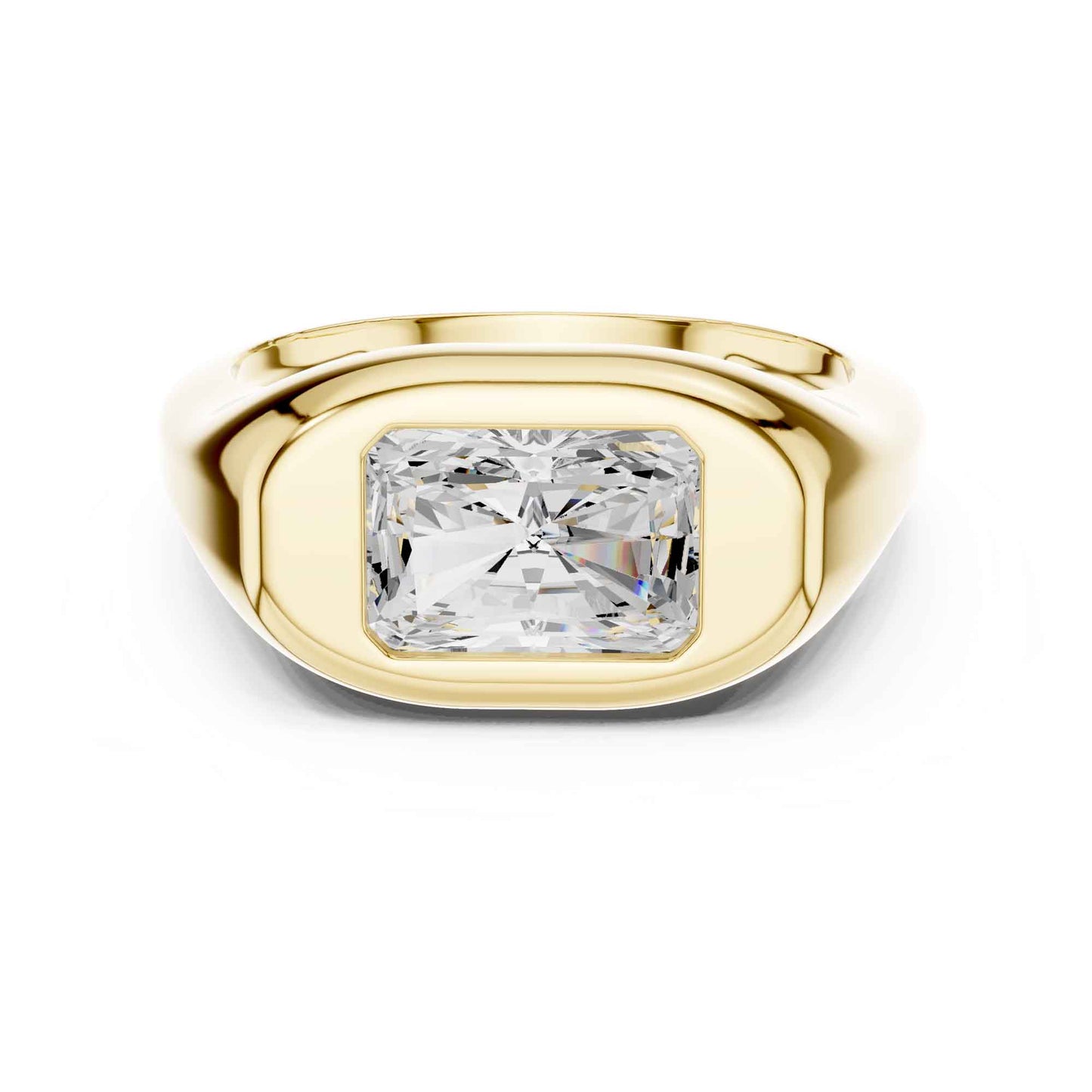 2 Carat Radiant Cut Lab Grown Diamond Bezel Set Statement Ring