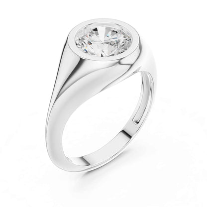 2 Carat Modern Round Cut Lab Grown Diamond Signet Ring