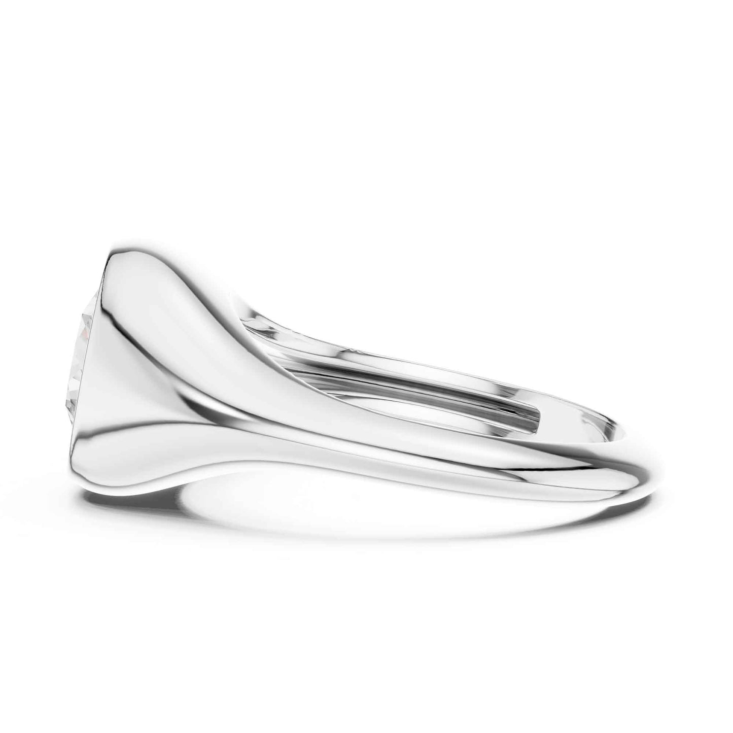 2 Carat Modern Round Cut Lab Grown Diamond Signet Ring
