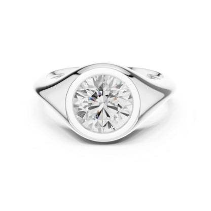 2 Carat Modern Round Cut Lab Grown Diamond Signet Ring
