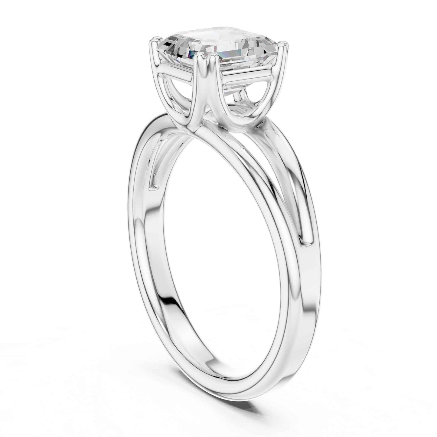 2 Carat Asscher Cut Lab Grown Diamond Split Shank Ring