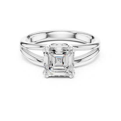 2 Carat Asscher Cut Lab Grown Diamond Split Shank Ring