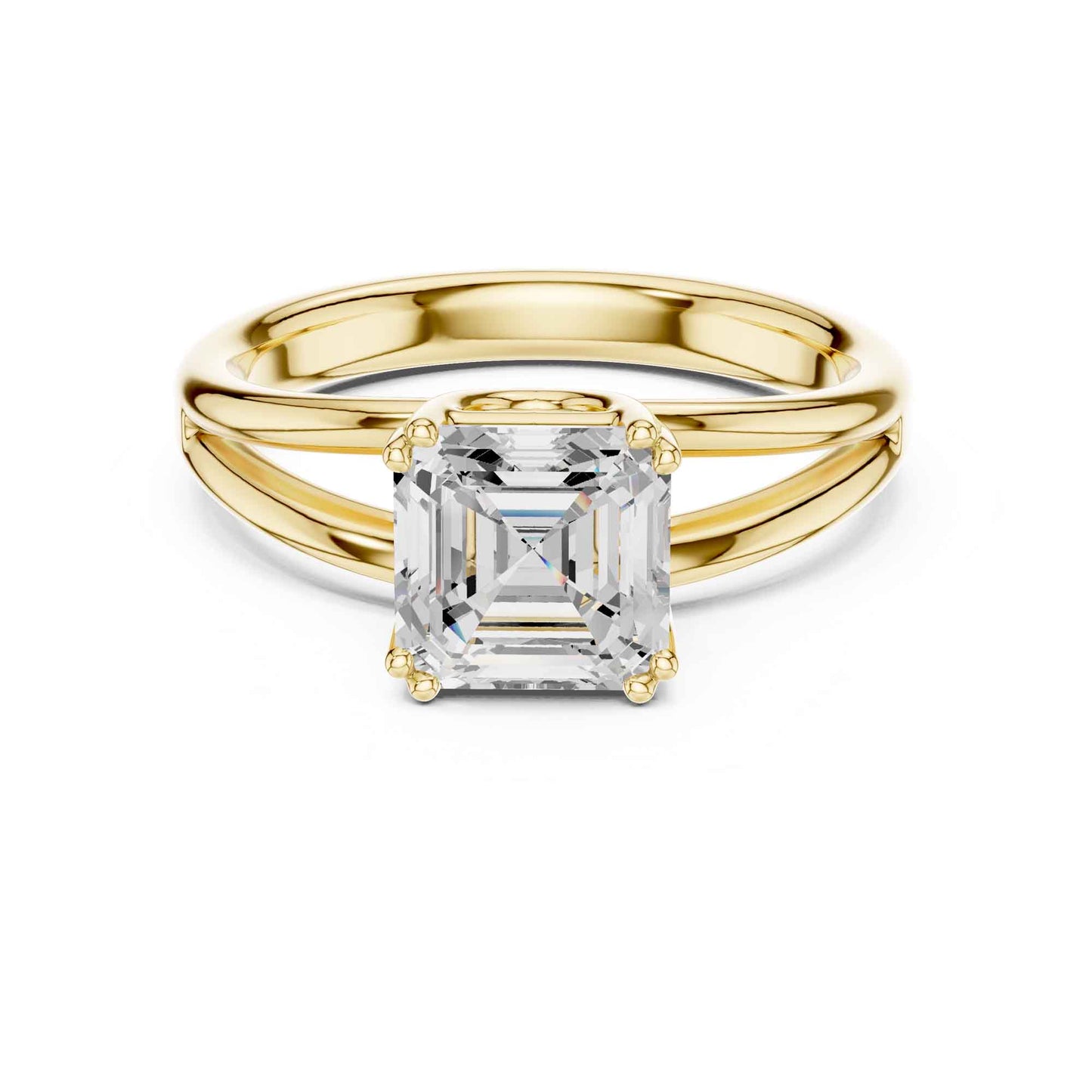 2 Carat Asscher Cut Lab Grown Diamond Split Shank Ring