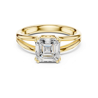2 Carat Asscher Cut Lab Grown Diamond Split Shank Ring