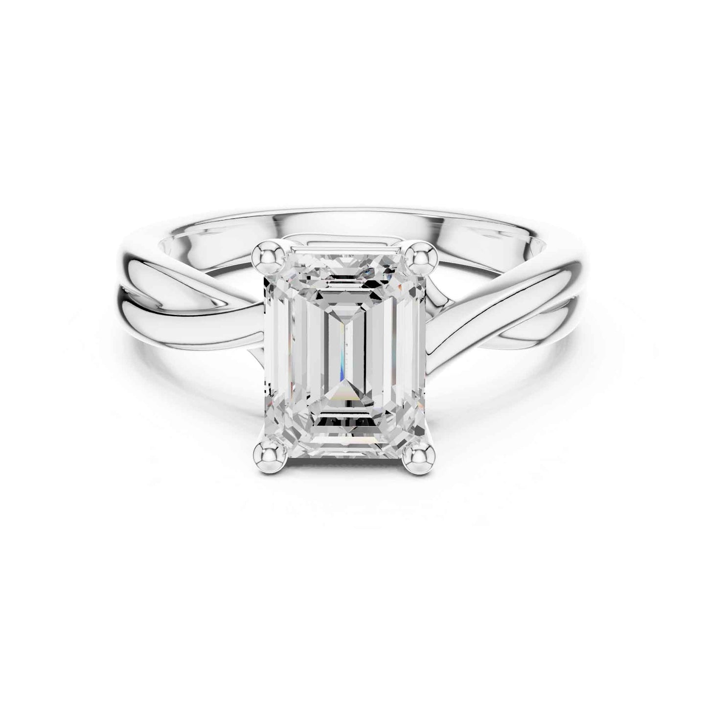 2 Carat Classic 4-Prong Emerald Cut Solitaire Ring Setting