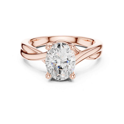 2 Carat Elegant Oval Cut Lab Grown Diamond Engagement Ring with Twisted Band
