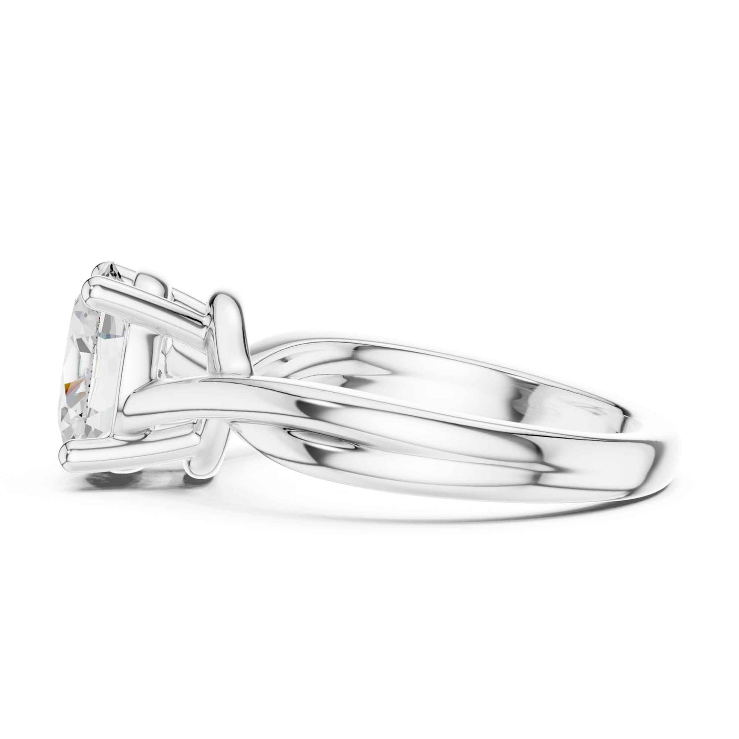 2 Carat Elegant Oval Cut Lab Grown Diamond Engagement Ring with Twisted Band