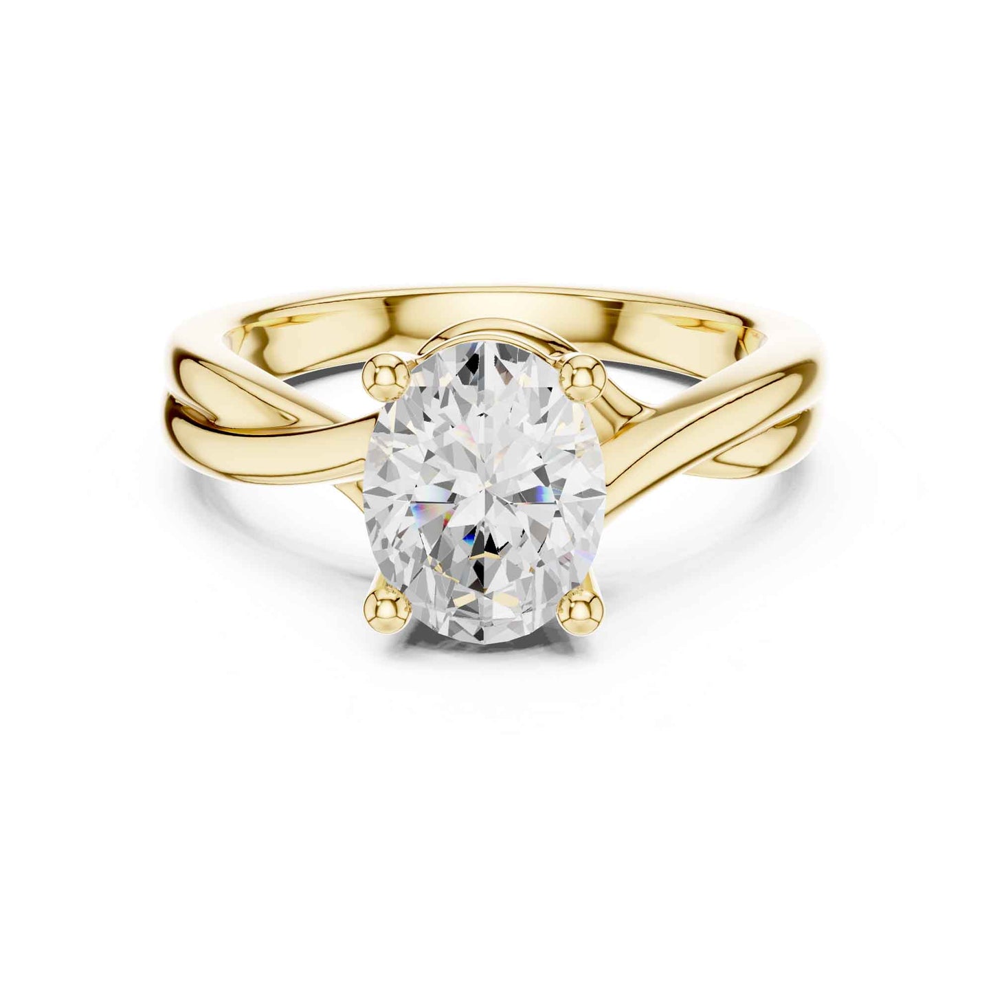 2 Carat Elegant Oval Cut Lab Grown Diamond Engagement Ring with Twisted Band