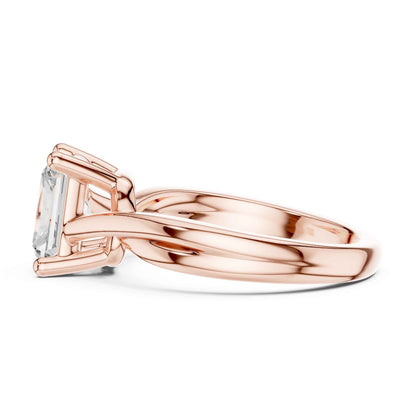 2 Carat Statement Emerald Shape Diamond Ring with Elegant Band Design